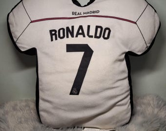 Cojín con forma de camiseta del Real Madrid de Ronaldo 7, almohada con forma de camiseta de fútbol, decoración para habitación infantil de fútbol, regalo para fans de Cristiano Ronaldo, almohada de fútbol de peluche