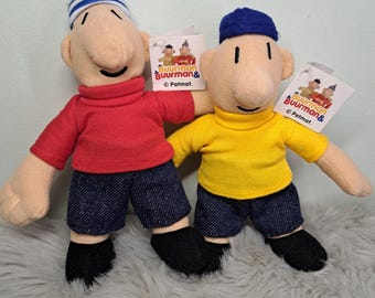 Peluches de Pat y Mat de 22 cm, peluches de Buurman y Buurman con etiquetas, conjunto de 2 personajes de dibujos animados checos de estilo vintage, vecinos manitas