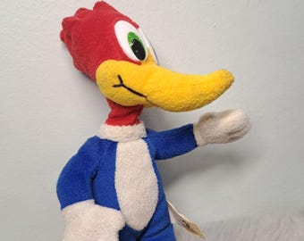 Vintage Woody Woodpecker Plush Toy 7" - Retro Walter Lantz Cartoon Collectible, Universal Studios 90s Stuffed Animal