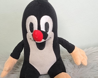 Peluche parlante vintage Krtek La Petite Taupe 18 cm | Rare peluche officielle tchèque de dessin animé par Zdeněk Miler, avec effets sonores interactifs