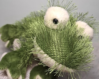 Vintage Ganz Webkinz Frog Plush HM001 with Code, 8" Green Fuzzy Frog Stuffed Animal, Collectible Retro Toy