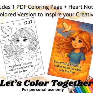 17:17 Angel Number Coloring Page | Release and Freedom Theme | Printable PDF Digital Download | Blythe Doll | Let&#39;s Color Together