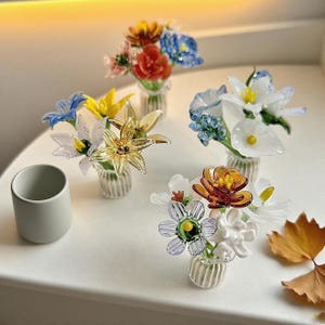 Glass Birth Month Flower, Birth Flower Gift, Hand Glass Flower Sculptures, Glass Flower Bouquet, Unique Birthday Christmas Gifts for Her Mom