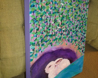 Bunny Rabbit Original Painting Folk Art