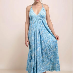 Boho Halter Maxi Dress | Long Backless Summer Dress | Open Back Bohemian Dress | One Size Vacation Outfit | Resort Wear Sleeveless Dress