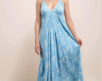 Boho Halter Maxi Dress | Backless Sleeveless Resort Gown