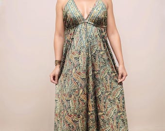 Printed Halter Maxi Dress for Women – Backless Boho Summer Dress – Lightweight & Flowy Resortwear