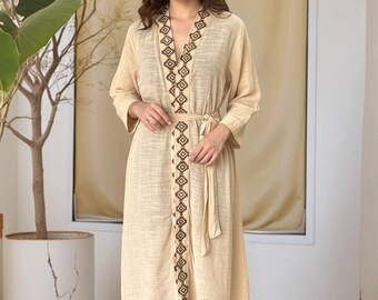 Handmade Cotton Kimono Robe – Block Print Bohemian Lounge Wear