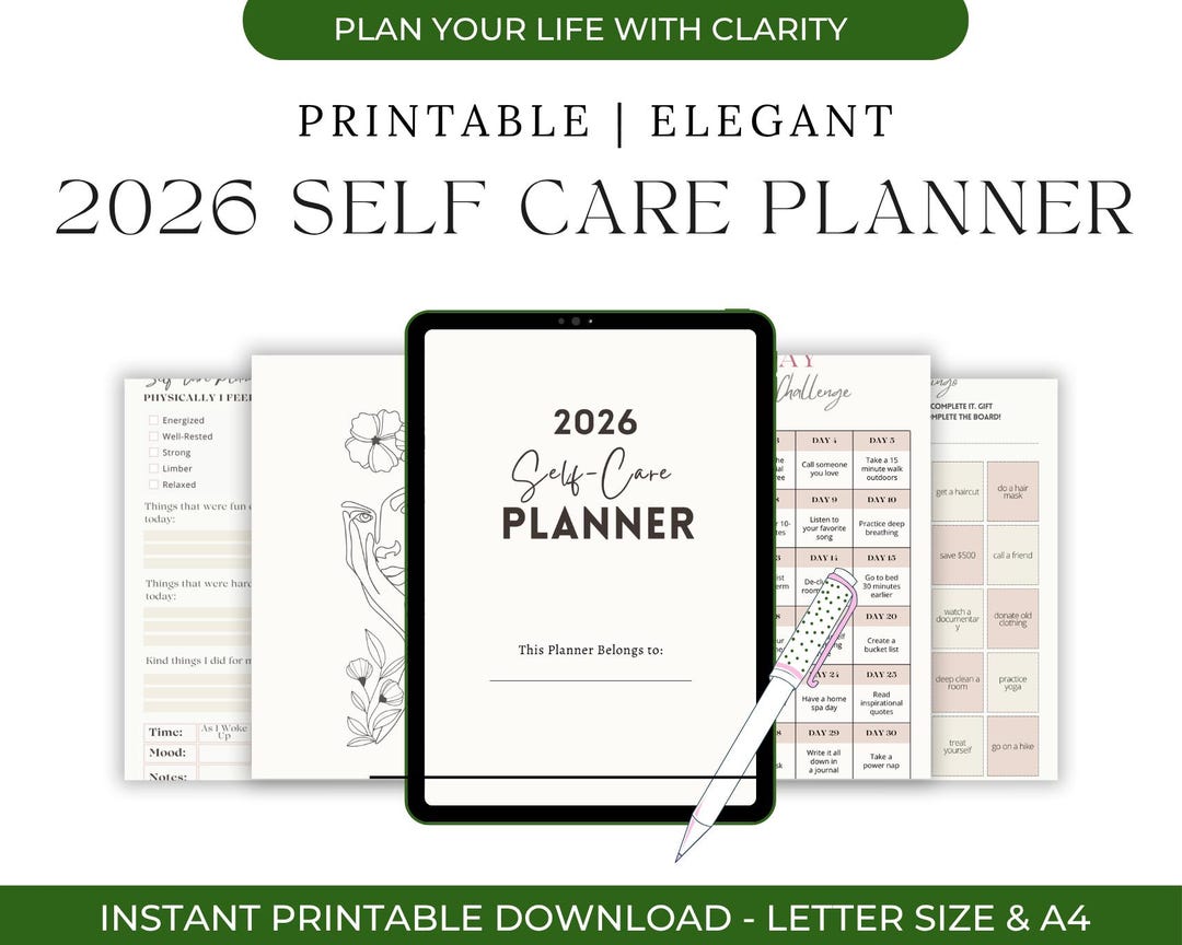 2026 Self Care Planner Printable | Wellness Journal (digital Download ...