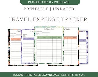 Travel Expense Tracker Printable | Trip Budget Planner (PDF)