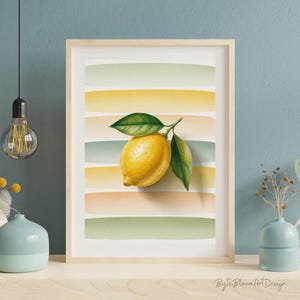 Watercolor Lemon Kitchen Print: Farmhouse Citrus Wall Art (Digital Download)