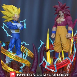 Vegeta SSJ3 and Goku SSJ4 Figures – Dragon Ball Z | 3D Printed in Resin or PLA | Anime Collectible
