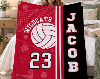 Custom Volleyball Blanket for Daughter,Personalize Name Number Team Gift,Teen Girl Birthday Gift,Youth Player Keepsake,Volleyball Room Decor