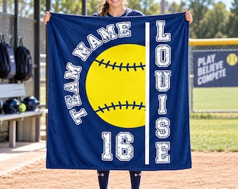 Personalized Softball Team Blanket,Custom Name Flannel Throw,Player Name & Number,Senior Night Gift,Teen Athlete Decor,Team Spirit Gift