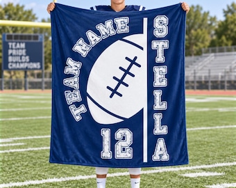 Personalized Football Team Blanket,Custom Name Flannel Throw,Player Name & Number,Senior Night Present,Teen Athlete Decor,Varsity Keepsake