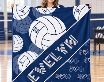 Custom Volleyball Blanket,Personalized Player Name Number Throw,Senior Volleyball Gift,Team Gift for Girls,Christmas Sports Keepsake Present