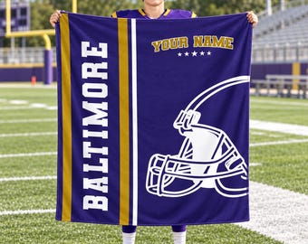 Personalized Maryland Football Blanket,Custom Name Flannel Throw,Baltimore Fan Gift,Game Day Keepsake,Football Room Decor,Christmas Present