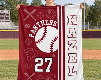 Custom Softball Blanket for Daughter,Personalized Name Number Team Throw,Teen Girl Birthday Gift,Youth Player Keepsake,Softball Room Decor