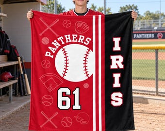 Custom Baseball Blanket for Son,Personalized Name Number Team Throw,Youth Player Birthday Gift,Teen Athlete Keepsake,Sports Room Decor Gift
