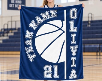 Personalized Basketball Team Blanket,Custom Name Flannel Throw,Player Name & Number,Senior Night Gift,Player Keepsake,Basketball Room Decor