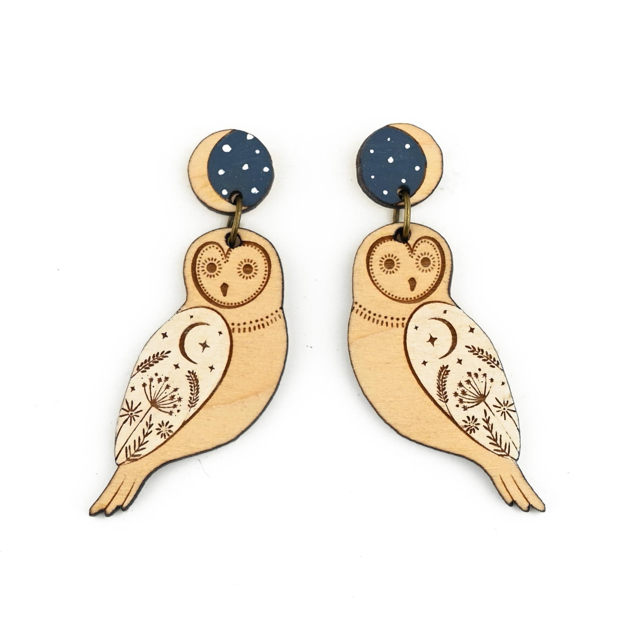 Owl Drop Stud Earrings - Woodland Drops