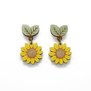 Sunflower drop stud earrings | Yellow flower earrings