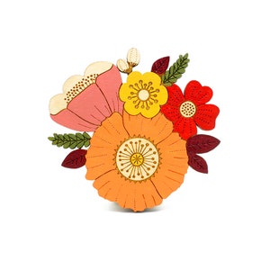 Autumn posy brooch ~ hand painted laser cut flower brooch