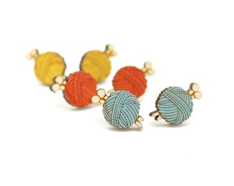 Knitting stud earrings | Cute, fun gift for people who love to knit | Mix and match