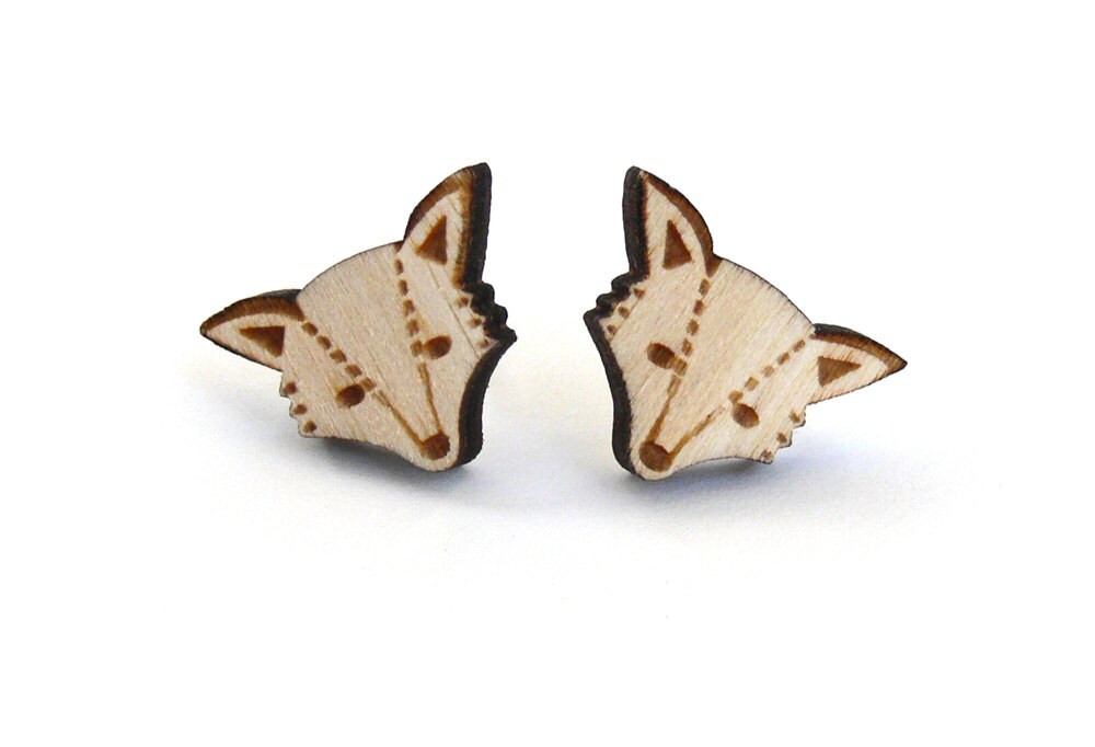 Woodland fox stud earrings ~ laser cut jewellery