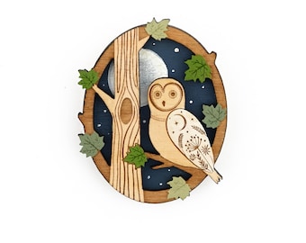 Lunar Owl Brooch - Woodland Pin