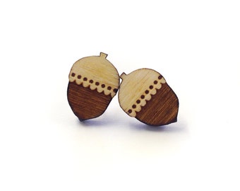 Woodland acorn stud earrings ~ laser cut jewellery