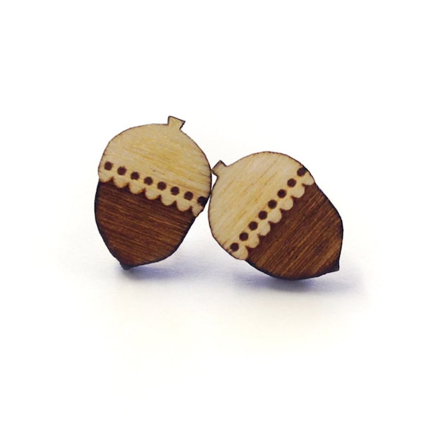 Woodland acorn stud earrings ~ laser cut jewellery