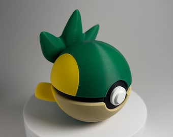 0495 3D Printed Snivy Pokéball Display | Anime Gamer Desk Decor