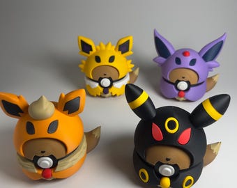 Eevee Poncho Pack Pokeball | Gamer Collectible | Anime Desk Decor | Shelf Display | Eeveelution