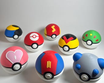 Gen 2 Pokeball Set | Great Ball, Fast Ball, Level Ball, Friend Ball, Love Ball, Heavy Ball, Lure Ball & more | 3D Printed Pokémon Display