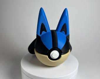 0448 Lucario Poké Ball Display | Pokémon Fan Gift | 3D Printed Collectible | Anime Decor
