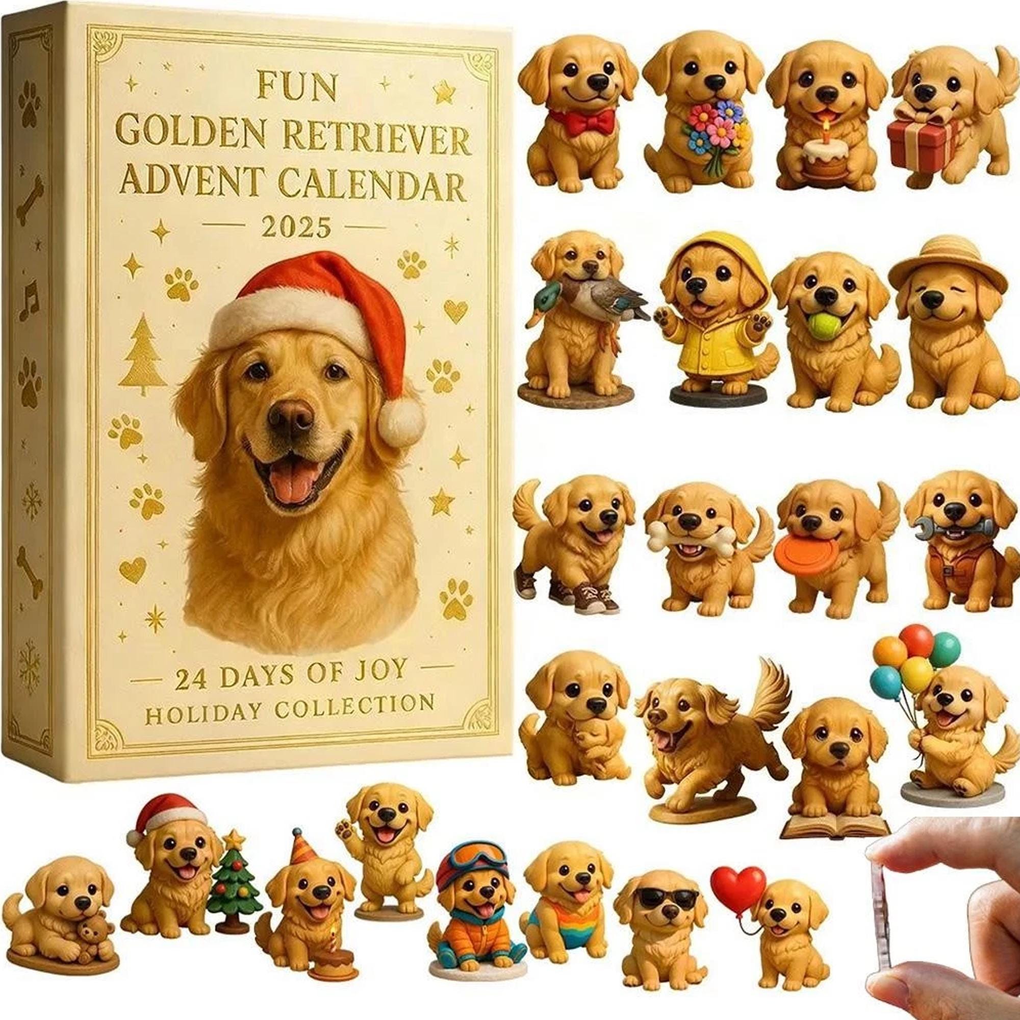 Discover Golden Retriever Advent Calendar 2025, 24 Puppy Figurines