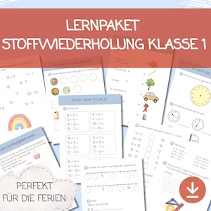 Arbeitsblätter PDF 1. Klasse Mathe | Zahlen Zählen Rechnen lernen | Grundschule Übungsblätter  Ferienheft | sofort ausdrucken (Download)