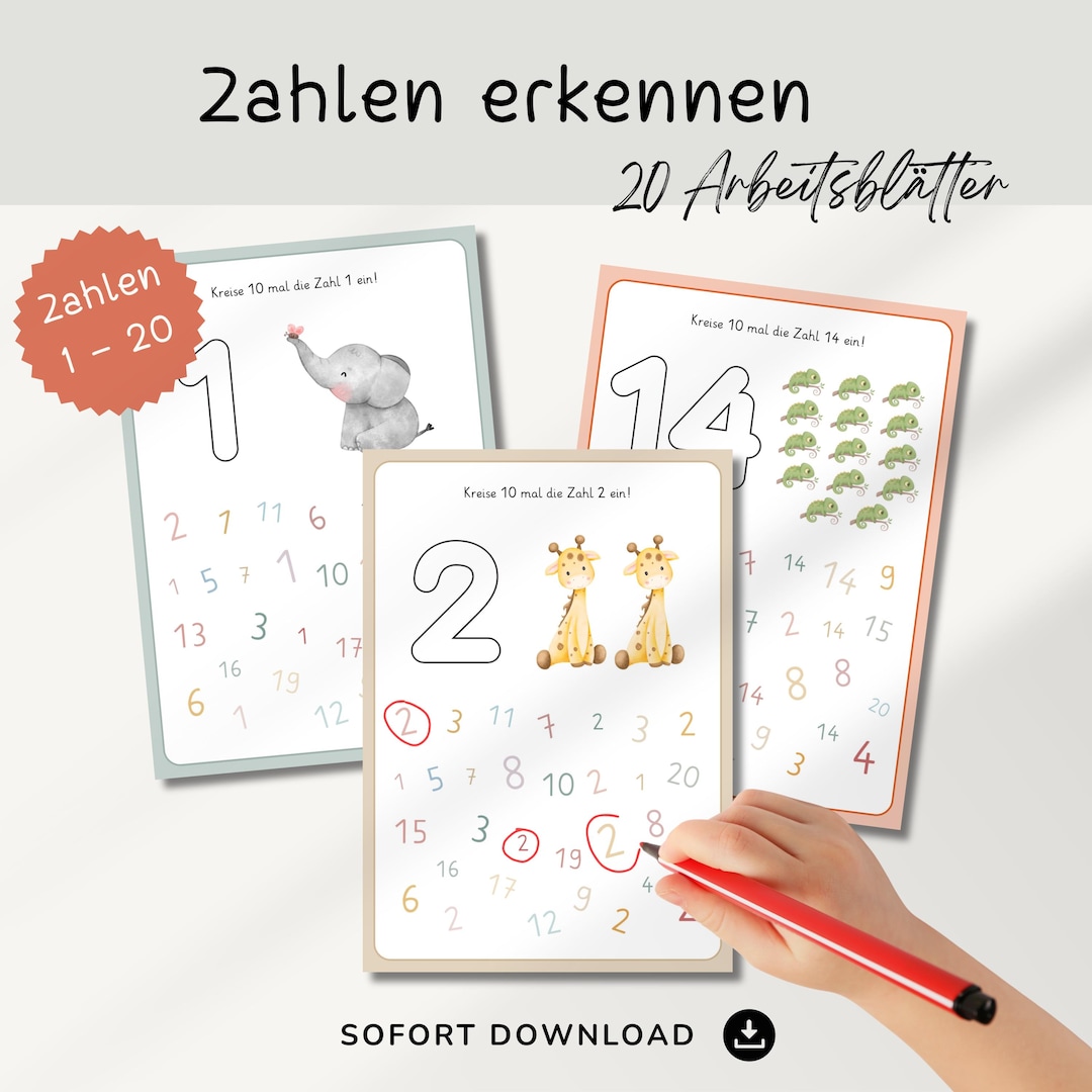 Zählen Lernen Vorschulheft | Zahlen Bis 20 Einkreisen, Druckvorlage