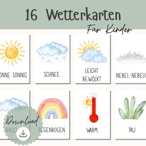 Lernkarten Wetter | Kita Kindergarten Vorschule Montessori Material PDF Wetter lernen Kinder Download Kleinkind Wetterkarten ausdrucken DIY