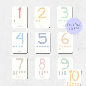 Lernkarten Zahlen für Kinder | Zählen lernen bis 10 Montessori Lernspiel Zahlenkarten Kita Vorschule Kleinkind Kindergarten basteln PDF DIY