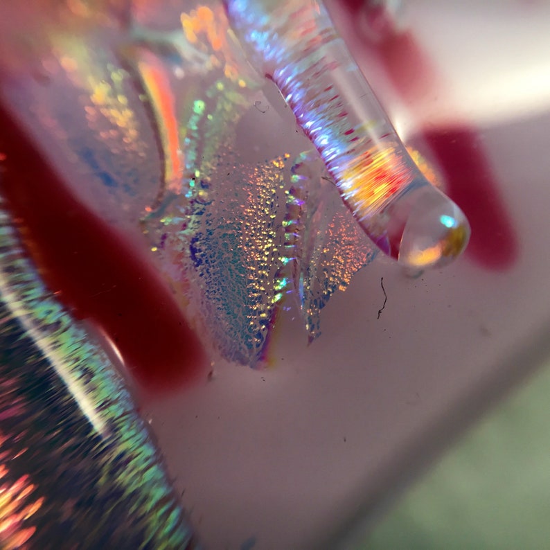 Pink Dichroic glass heart