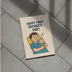 Lustige & süße druckbare Vatertagskarten für frischgebackene Väter! 4 Designs, 5 Größen, sofortdownload, perfekt für die ersten Papas.