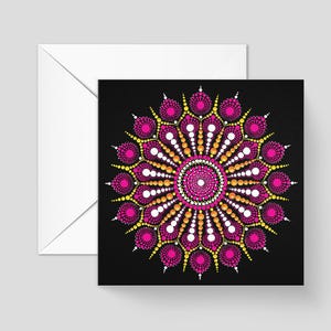 Carte de voeux émouvante – 14,8 x 14,8 cm | Motif mandala issu de notre collection originale de peintures à pois, avec une citation édifiante