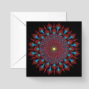 Carte de voeux émouvante – 14,8 x 14,8 cm | Motif mandala issu de notre collection originale de peintures à pois, avec une citation édifiante