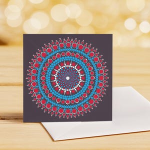 Grande carte de voeux émouvante – 20 x 20 cm | Motif mandala issu de notre collection originale de peintures à pois, avec une citation édifiante.