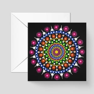 Carte de voeux émouvante – 14,8 x 14,8 cm | Motif mandala issu de notre collection originale de peintures à pois, avec une citation édifiante