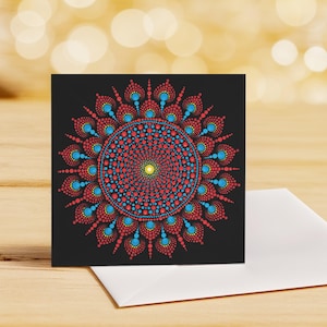 Grote Soulful-wenskaart – 20 x 20 cm | Mandala-ontwerp uit onze originele dot painting-collectie, met een opbeurend citaat.