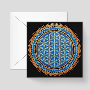 Carte de voeux émouvante – 14,8 x 14,8 cm | Motif mandala issu de notre collection originale de peintures à pois, avec une citation édifiante
