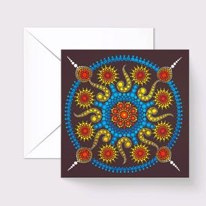 Carte de voeux émouvante – 14,8 x 14,8 cm | Motif mandala issu de notre collection originale de peintures à pois, avec une citation édifiante